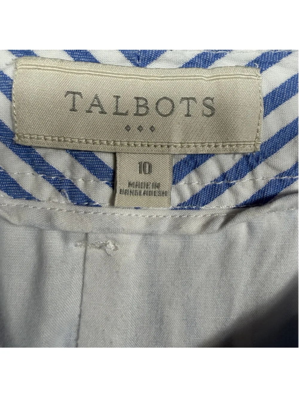Talbots Preppy Blue and White Striped Cotton Lined Skirt Women's Size 10